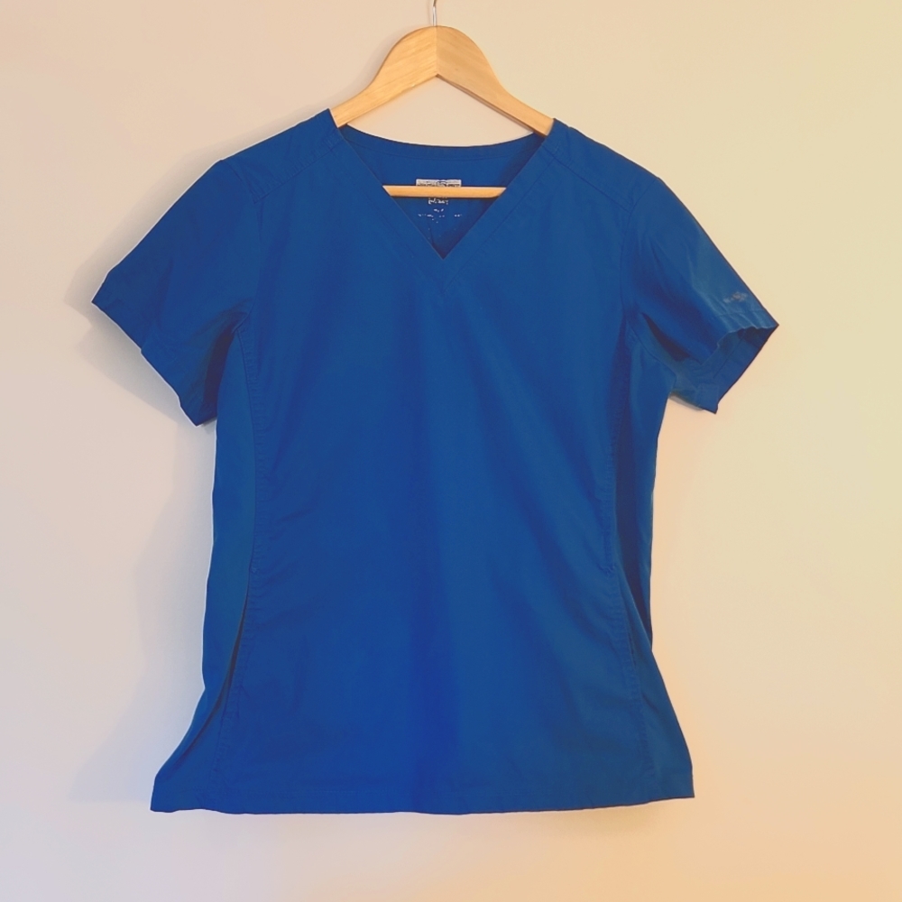 Stretch Sides Blue Scrub Top